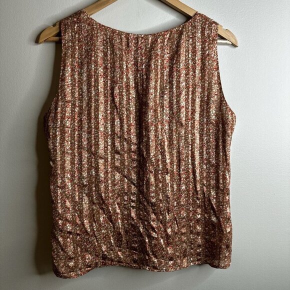 Vintage Talbots Babydoll Blouse Top Sz 16 Petite Brown Tan 100% Silk Y2K Fairy - Picture 8 of 11